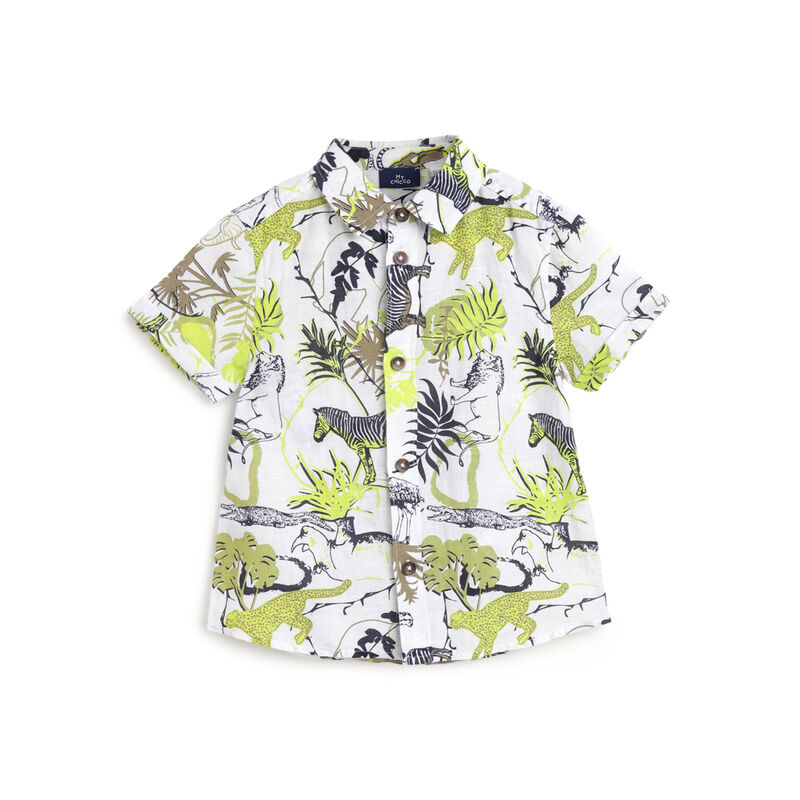 Boys White Printed Short Sleeve Shirt image number 0